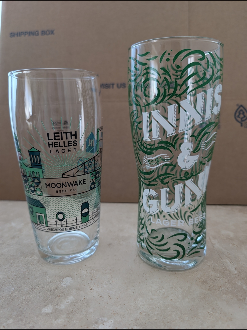 Green Glass Lager Pint - Branded Decorative Beer Glass